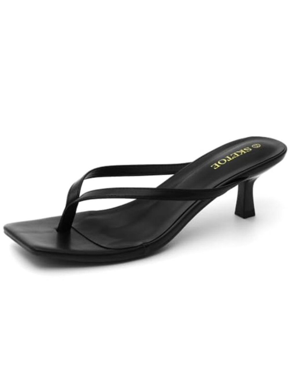 Women's Kitten Heel Thong Sandals Square Toe Flip Flop Heels Dressy Summer Shoe